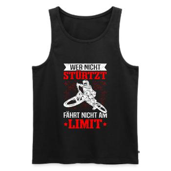Wer nicht stürzt Fährt nicht am Limit - MTB Spruch - Männer Premium Bio Tank Top - Schwarz - Vorne - Michal (187cm)