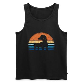 Dackel Dachshund Silhouette Retro Vintage Dackelli - Männer Premium Bio Tank Top - Schwarz - Vorne - Michal (187cm)