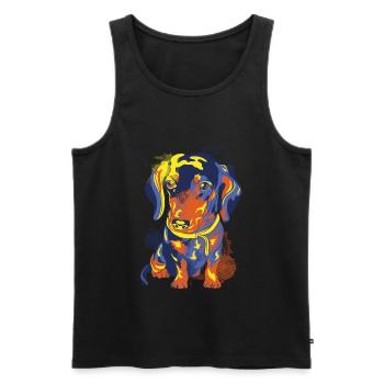 Dachshund Dackel Rauhaardackel Kunst für Hundelieb - Männer Premium Bio Tank Top - Schwarz - Vorne - Michal (187cm)
