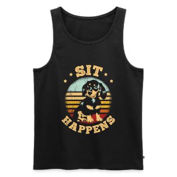 Dachshund Dackel Rauhaardackel Sit Happens Hundeli - Männer Premium Bio Tank Top - Schwarz - Vorne - Michal (187cm)