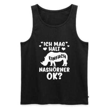 Ich mag halt einfach Nashörner, OK? - Männer Premium Bio Tank Top - Schwarz - Vorne - Michal (187cm)