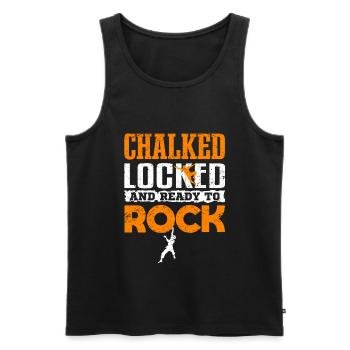 Klettern Bouldern CHALKED LOCKED AND READY TO ROCK - Männer Premium Bio Tank Top - Schwarz - Vorne - Michal (187cm)