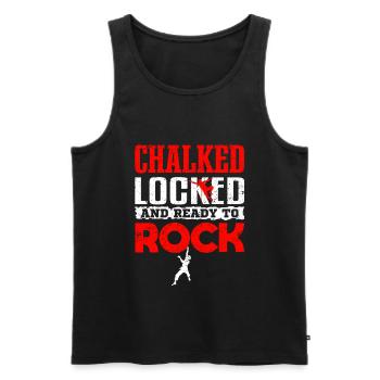 Klettern Bouldern CHALKED LOCKED AND READY TO ROCK - Männer Premium Bio Tank Top - Schwarz - Vorne - Michal (187cm)