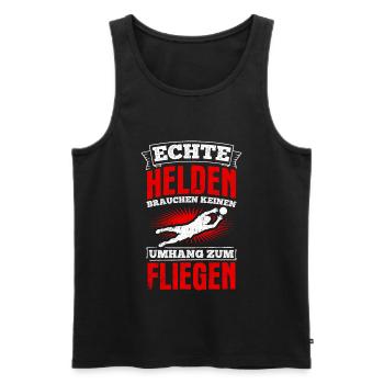 Echte Helden brauchen keinen Umhang zum Fliegen - - Männer Premium Bio Tank Top - Schwarz - Vorne - Michal (187cm)