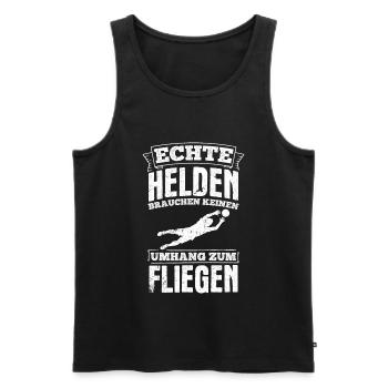 Echte Helden brauchen keinen Umhang zum Fliegen - - Männer Premium Bio Tank Top - Schwarz - Vorne - Michal (187cm)