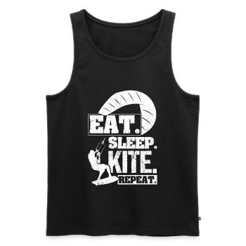 Kiteboarding Kite Kiten - Eat Sleep Kite Kitesurfe - Männer Premium Bio Tank Top - Schwarz - Vorne - Michal (187cm)