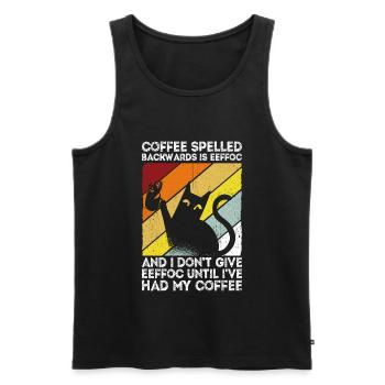 Coffee spelled backwards is Eeffoc - Spruch - Männer Premium Bio Tank Top - Schwarz - Vorne - Michal (187cm)