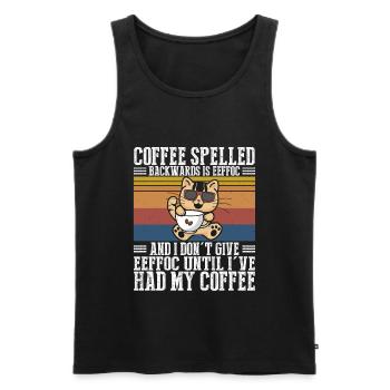 Coffee spelled backwards is Eeffoc Katze I Hate Pe - Männer Premium Bio Tank Top - Schwarz - Vorne - Michal (187cm)