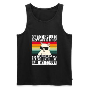Katze Kaffee Spruch EEFFOC Geschenk Kaffeeliebhabe - Männer Premium Bio Tank Top - Schwarz - Vorne - Michal (187cm)