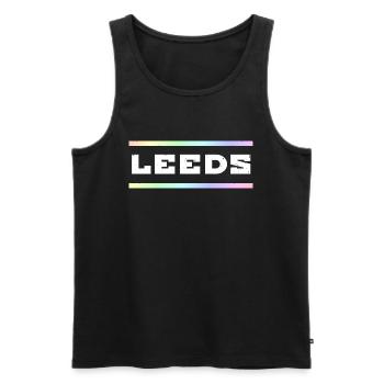 Leeds Schriftzug - Männer Premium Bio Tank Top - Schwarz - Vorne - AI Model Male 178 light (178cm)