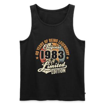 40 years - legendary since 1983 - Men's Premium Organic Tank Top - black - Front - Michal (187cm)