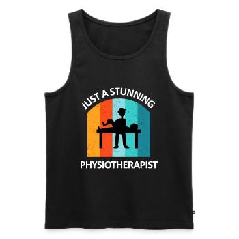 Physiotherapist Humorous Gift Saying Funny - Men's Premium Organic Tank Top - black - Front - AI Model Male 178 light (178cm)