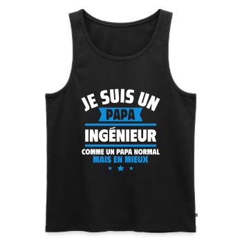 papa ingénieur, cadeau fête des pères - Débardeur bio Premium Homme - noir - Devant - Michal (187cm)