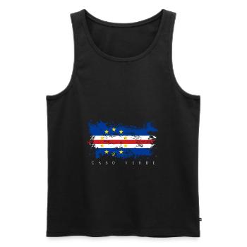 Cap Cap Vert Afrique Drapeau de l'île de Praia Drapeau - Débardeur bio Premium Homme - noir - Devant - AI Model Male 178 light (178cm)