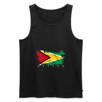 Drapeau de voyage Guyana Georgetown - Débardeur bio Premium Homme - noir - Devant - Michal (187cm)
