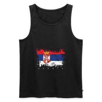 Serbia Serbien Flagge Fahne Land Volk Stolz - Männer Premium Bio Tank Top - Schwarz - Vorne - AI Model Male 178 light (178cm)