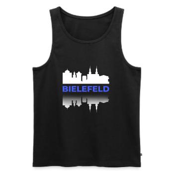 Bielefeld Blue German Cities Travel NRW Location City - Men's Premium Organic Tank Top - black - Front - Michal (187cm)