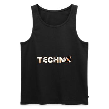 Techno Fusion Typography Music Club Sound Party - Men's Premium Organic Tank Top - black - Front - AI Model Male 178 light (178cm)