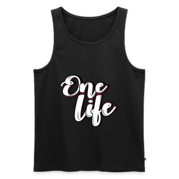 One Life - Débardeur bio Premium Homme - noir - Devant - AI Model Male 178 light (178cm)