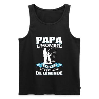 Papa Pêcheur de Légénde - Débardeur bio Premium Homme - noir - Devant - Michal (187cm)
