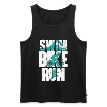Triathlon Swim Bike Run - Men's Premium Organic Tank Top - black - Front - Michal (187cm)