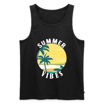 Summer vibes - Men's Premium Organic Tank Top - black - Front - AI Model Male 178 light (178cm)