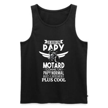 Papy motard moto - Débardeur bio Premium Homme - noir - Devant - Michal (187cm)