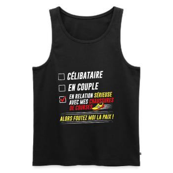 Humour Running Course à pied Cadeau - Débardeur bio Premium Homme - noir - Devant - AI Model Male 178 light (178cm)