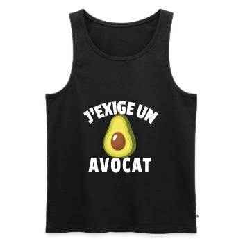 J'exige un avocat - Humour vegan végétarien - Débardeur bio Premium Homme - noir - Devant - Michal (187cm)
