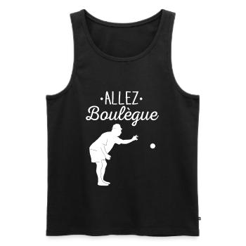 Allez Boulègue - Expression Marseillaise Pétanque - Débardeur bio Premium Homme - noir - Devant - Michal (187cm)