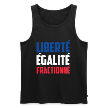 Liberté égalité fractionné - Devise entraînement - Débardeur bio Premium Homme - noir - Devant - AI Model Male 178 light (178cm)