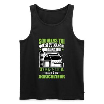 Agriculteur Agriculture Ferme Humour Cadeau - Débardeur bio Premium Homme - noir - Devant - Michal (187cm)