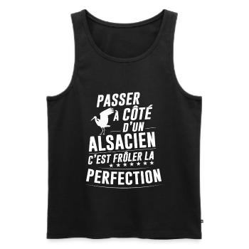 Alsace Alsacien Humour Parfait Idée Cadeau - Débardeur bio Premium Homme - noir - Devant - Michal (187cm)
