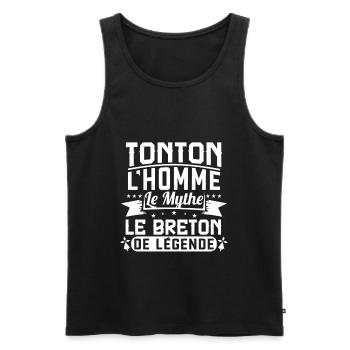 Tonton Breton Oncle Bretons Bretagne Cadeau Humour - Débardeur bio Premium Homme - noir - Devant - Michal (187cm)