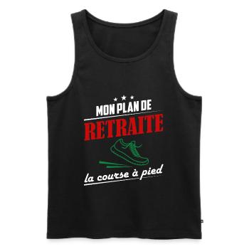 Mon plan de retraite la course à pied - humour - Débardeur bio Premium Homme - noir - Devant - Michal (187cm)