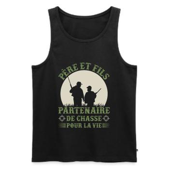 Père et fils - Partenaire de chasse - Cadeau - Débardeur bio Premium Homme - noir - Devant - Michal (187cm)