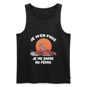 j'me barre au Pérou - humour lama cadeau - Débardeur bio Premium Homme - noir - Devant - Michal (187cm)