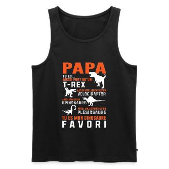 Papa dinosaure cadeau humour - Débardeur bio Premium Homme - noir - Devant - Michal (187cm)