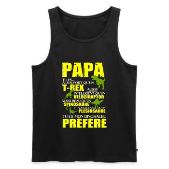 Papa dinosaure t-rex cadeau humour - Débardeur bio Premium Homme - noir - Devant - Michal (187cm)