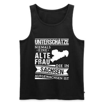 Sächsisch Dialekt Alte Frau Sachsen Ossi - Männer Premium Bio Tank Top - Schwarz - Vorne - Michal (187cm)