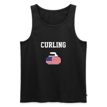 Curling American flag, curling - Men's Premium Organic Tank Top - black - Front - AI Model Male 178 light (178cm)