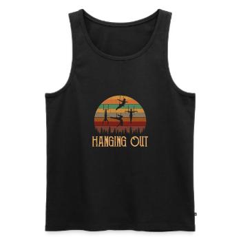 Hanging Out, Aerial Silk trapeze - Men's Premium Organic Tank Top - black - Front - AI Model Male 178 light (178cm)