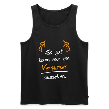 So gut sieht nur ein Verputzer aus - Männer Premium Bio Tank Top - Schwarz - Vorne - Michal (187cm)
