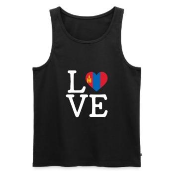 I love Mongolia, Mongolian flag mongolia - Men's Premium Organic Tank Top - black - Front - AI Model Male 178 light (178cm)