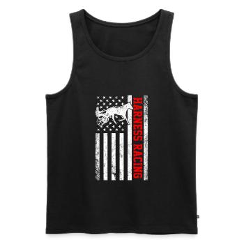 Harness racing american flag - Men's Premium Organic Tank Top - black - Front - AI Model Male 178 light (178cm)