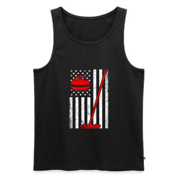 Curling american flag, curling - Men's Premium Organic Tank Top - black - Front - AI Model Male 178 light (178cm)