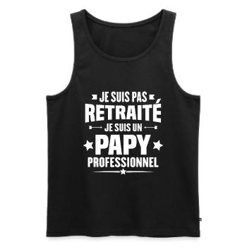 Je suis pas retraite je suis un papy professionnel - Débardeur bio Premium Homme - noir - Devant - Michal (187cm)