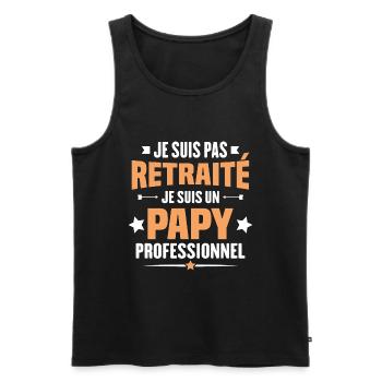 Je suis pas retraite je suis un papy professionnel - Débardeur bio Premium Homme - noir - Devant - Michal (187cm)