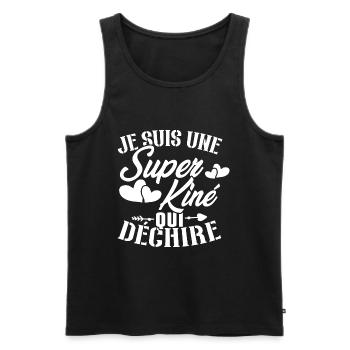 Je suis une Super kiné qui déchire - Débardeur bio Premium Homme - noir - Devant - Michal (187cm)