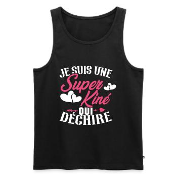 Je suis une Super kiné qui déchire - Débardeur bio Premium Homme - noir - Devant - Michal (187cm)
